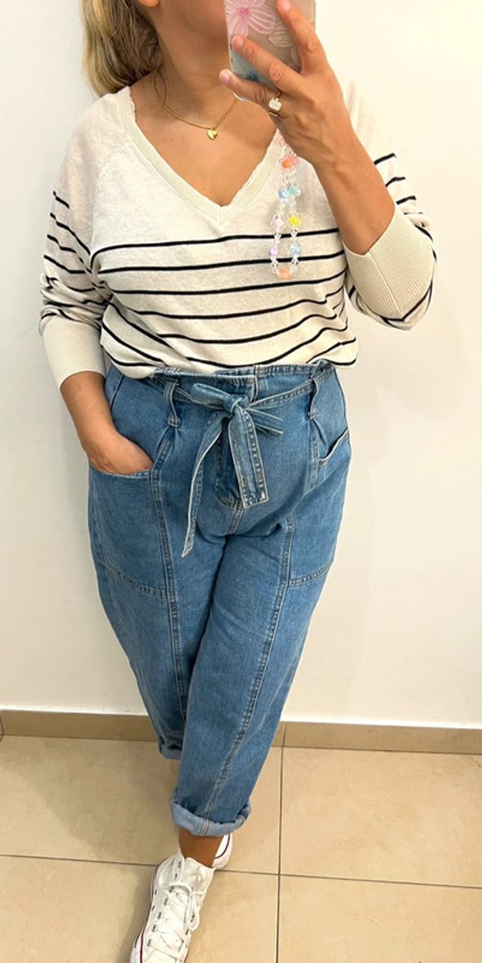 Pull Léger À Rayures ZARA Taille M - photo numéro 2