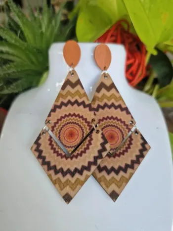 Boucles d'oreilles fantaisies losange en bois