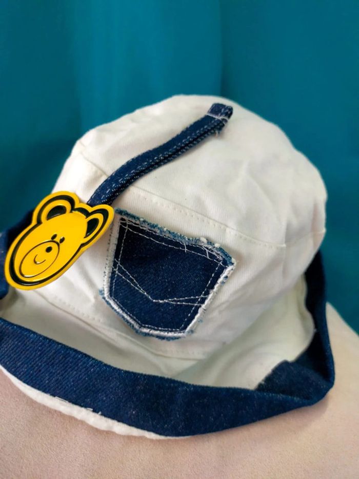 Bob enfant blanc & denim – Taille 53 cm - photo numéro 2