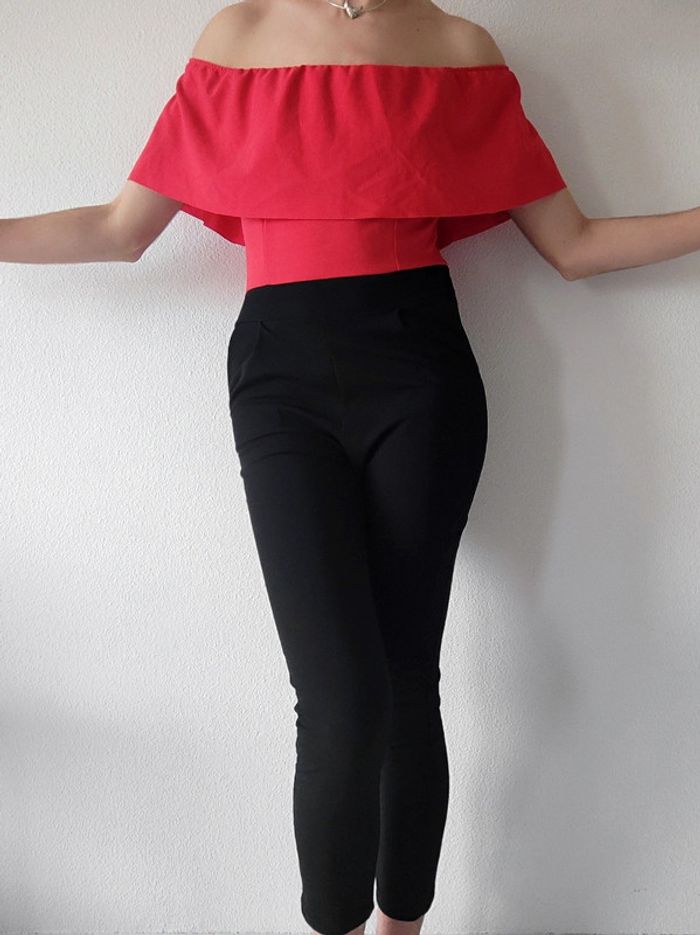 Combinaison pantalon noir volant rouge 🇮🇹 36/S à 40/L - photo numéro 6