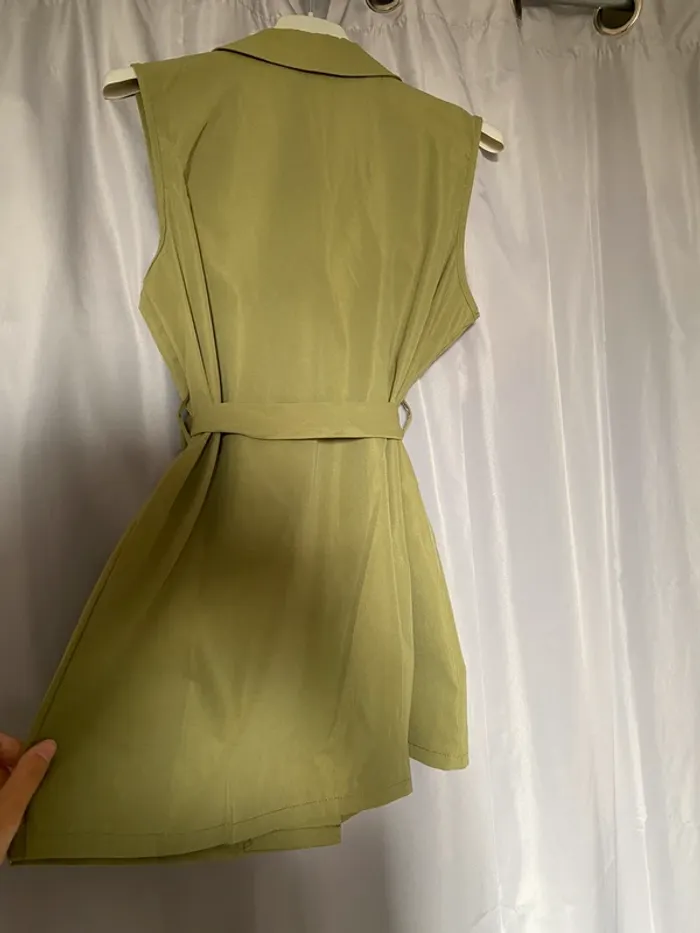 Veste blazer sans manches vert kaki - photo numéro 4