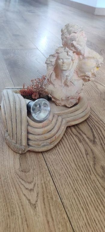 Lampe coeur couple plâtre