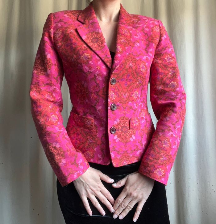 Blazer rose motifs psychédélique Kenzo vintage made in France 70s - Taille M - photo numéro 4