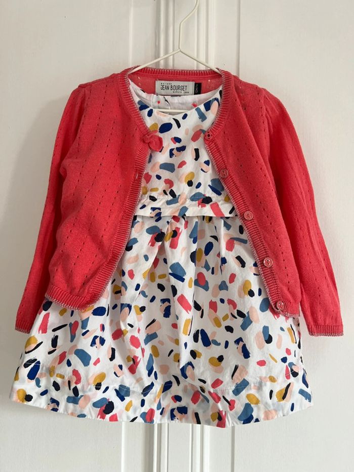 Ensemble Jean Bourget 12 mois robe + gilet - photo numéro 2