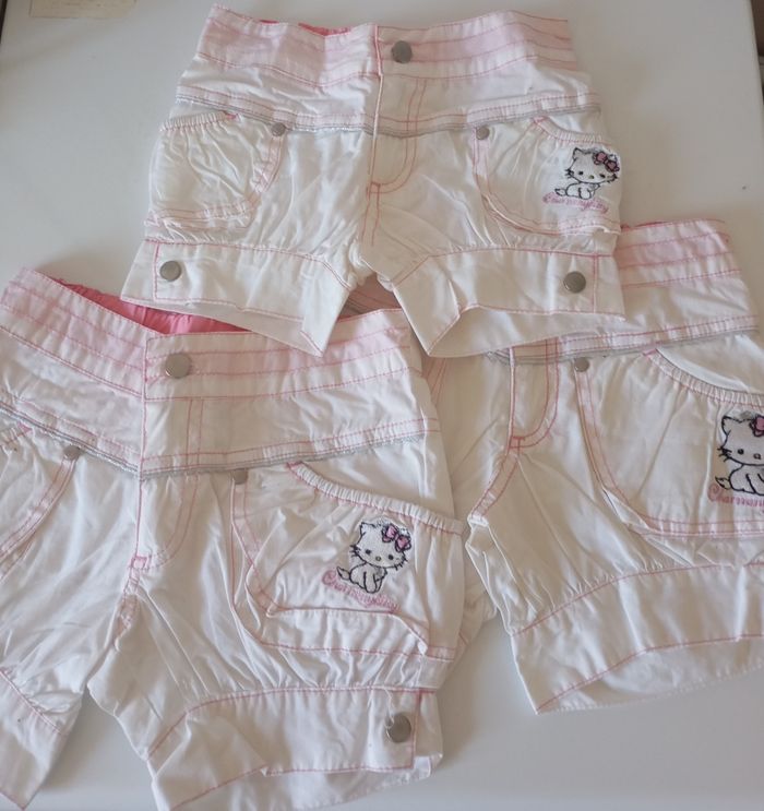 3  shorts  blancs  Charmy Kitty. Telles différentes ; 2 4 et 5 ans . État neuf - photo numéro 3