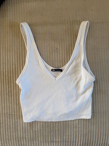 Crop top côtelé blanc