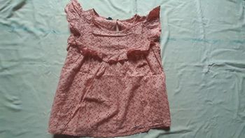 Tee-shirt rose à broderies anglaise