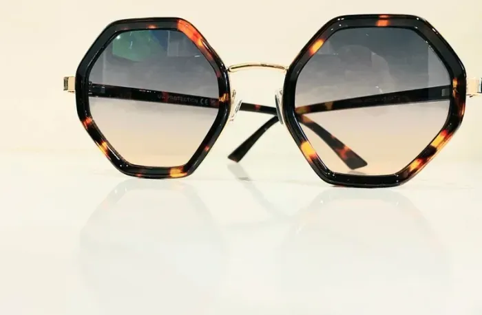 Lunette de soleil mixte hexagonale marron léopard verres dégradés uvprotection catégorie 2 - photo numéro 6