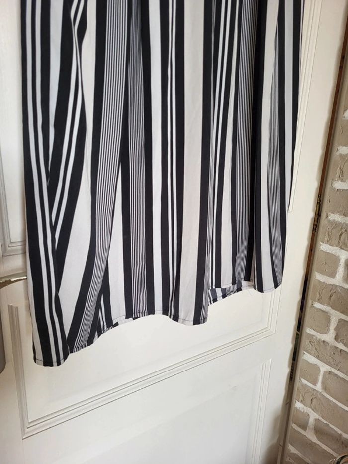 Pantalon ample et fluide à rayures blanc et noir H&M - photo numéro 4