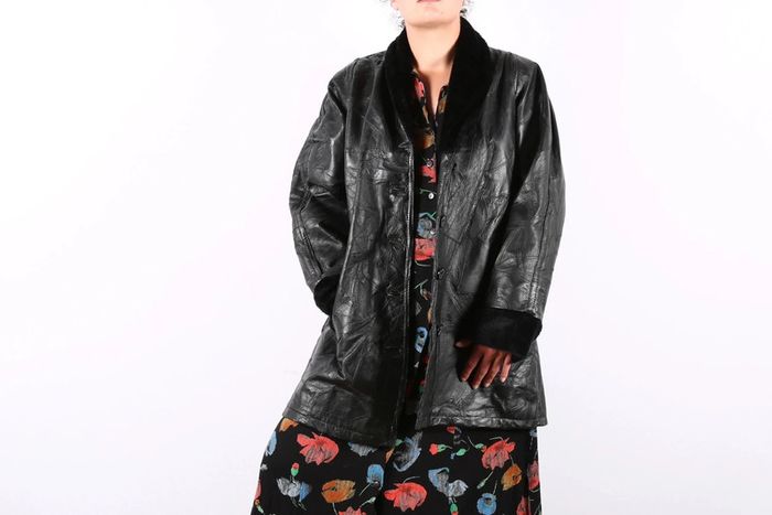 Adorable manteau vintage 80's en cuir motif patchwork (#240489) - photo numéro 6