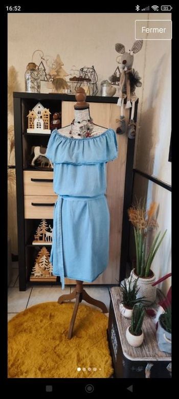 Superbe robe neuve en jean épaules dénudées bardot