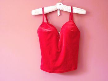 Débardeur bustier 36 S femme velours cerise noeud argente neuf