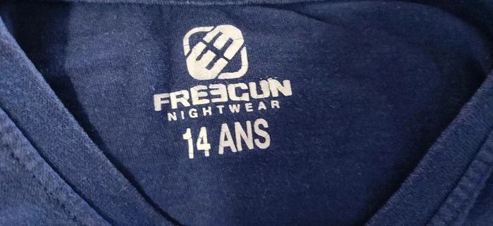 T-shirt de pyjama bleu freegun 14 ans - photo numéro 3