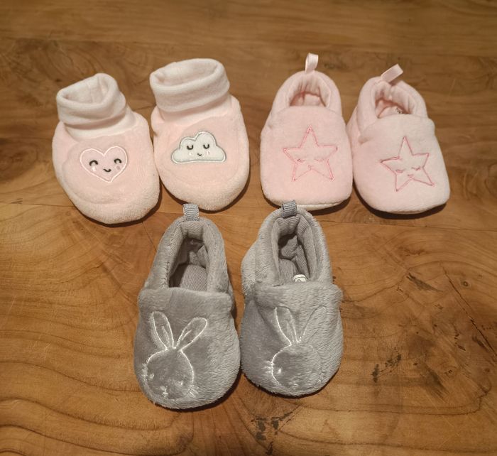 Lot de 3 paires de chaussons 0/1mois