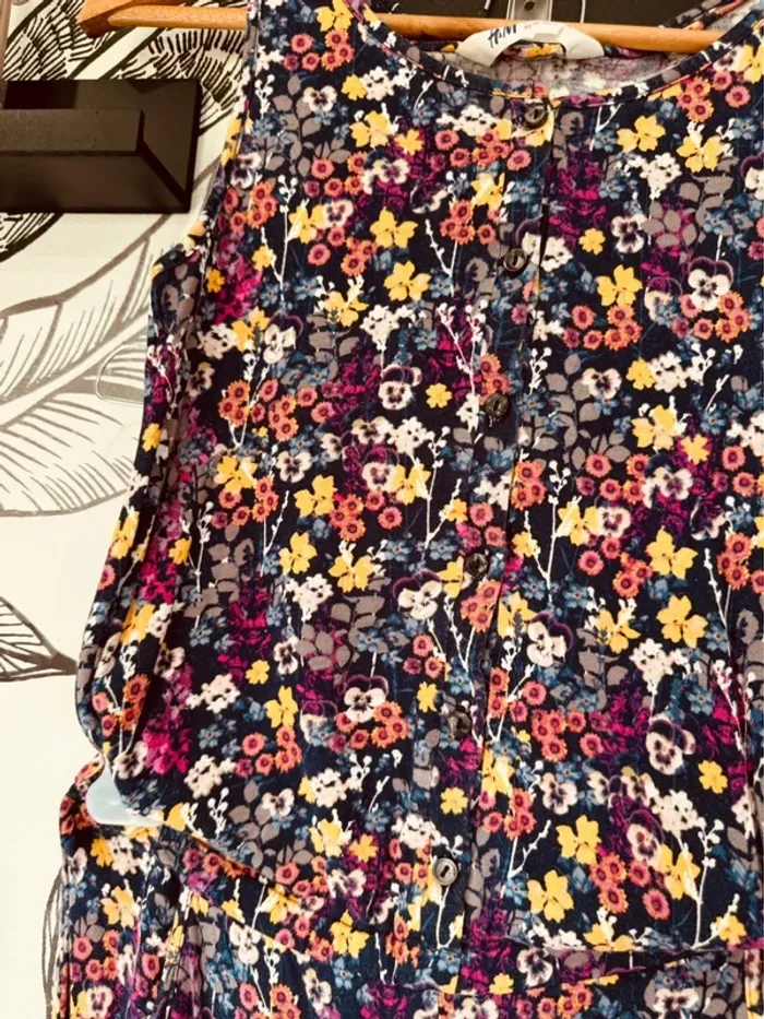 Taille 12 ans combinaison salopette fille H&M violet jaune * fleurs * 🌸 - photo numéro 3