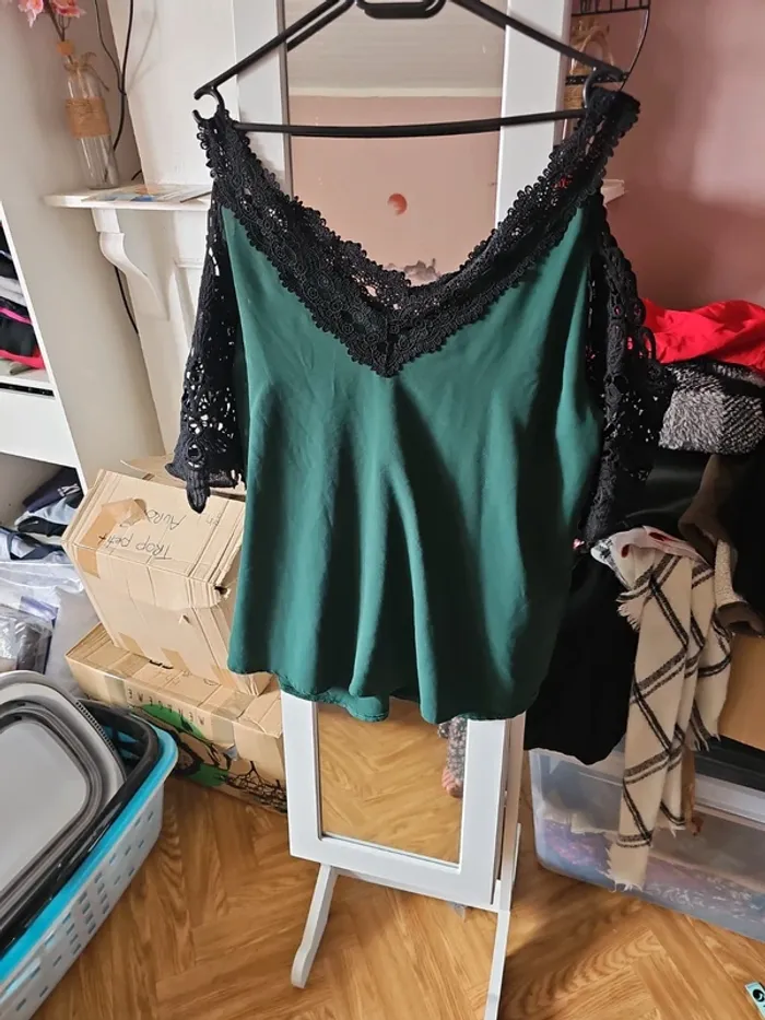 T-shirt épaules dénudée vert t44 curve