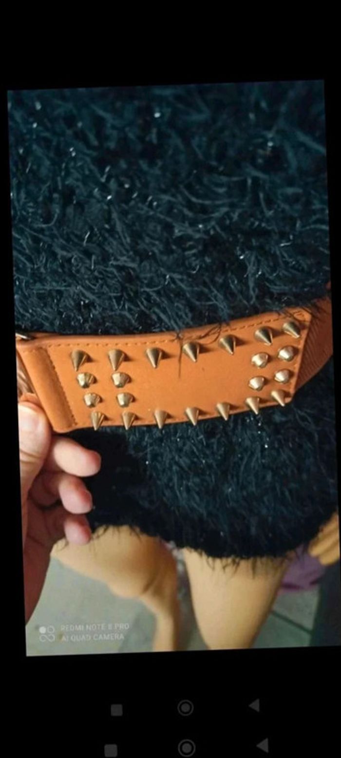 Ceinture Camel clous dorés élastique 70/90 cm - photo numéro 6
