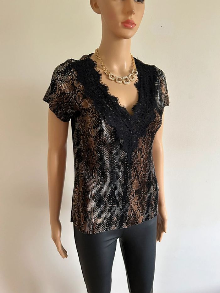 Blouse imprimée à manches courtes Morgan taille XS jamais portée - photo numéro 2