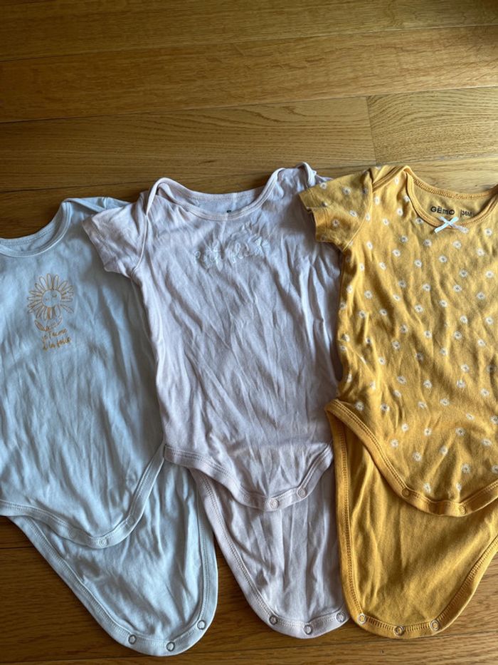 Lot de 3 bodies demi manche pour bébé fille