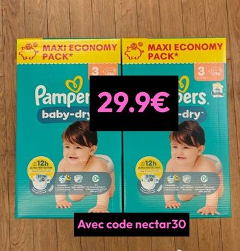 272 couches taille 3 baby dry pampers