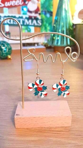 Bijoux Noël | Boucles d’Oreilles Sucre d’Orge – Neuf