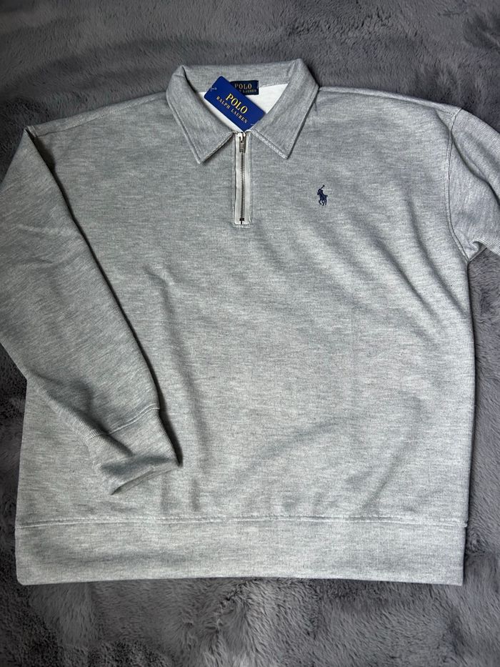 Pull à demi zip Ralph Lauren gris - photo numéro 5