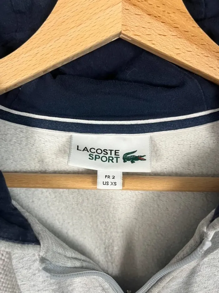 Sweat à capuche zippé gris Lacoste - photo numéro 3