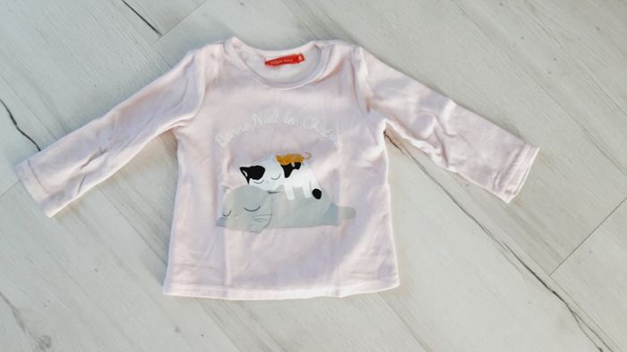 Vêtement fille pyjamavelours chat chatons marine et rose Tissaia 3 ans - photo numéro 4