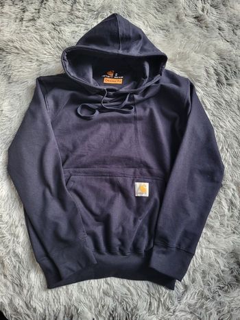 Sweat à Capuche Carhartt Rework  – Doublé Thermique - Bleu Marine – Taille S – Made in USA 