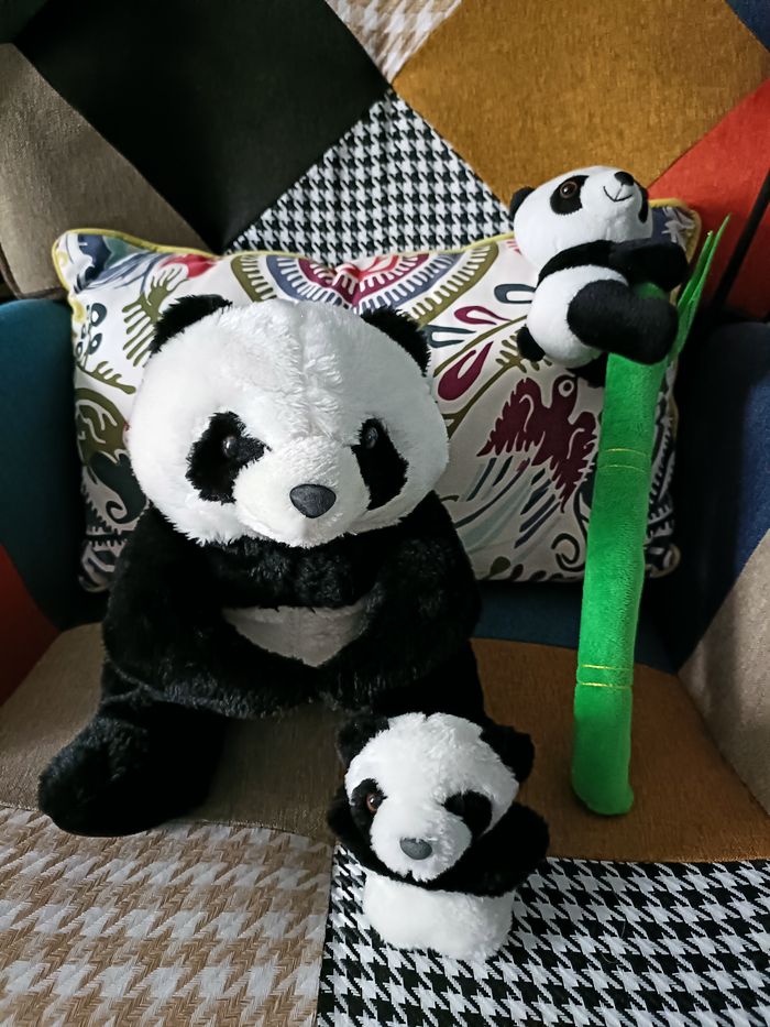 PELUCHE PANDA MAMAN AVEC SON BEBE ET UN AVEC SON BAMBOU - photo numéro 5