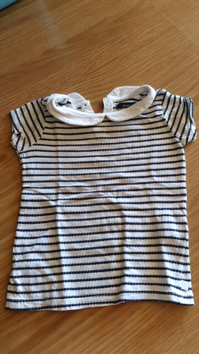 tee shirt okaidi col Claudine rayure bleu