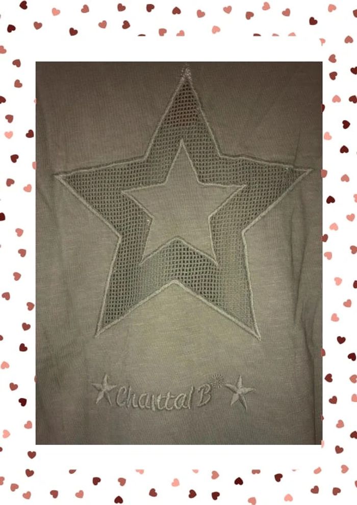 T-shirt kaki étoile manches longues Chantal B 38 40 - photo numéro 4