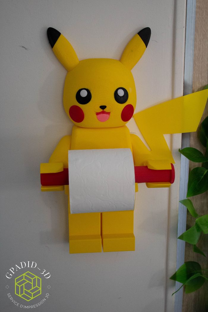 Dévidoir de papier toilette ou simple décoration murale dans un style lego  pikachu - photo numéro 3