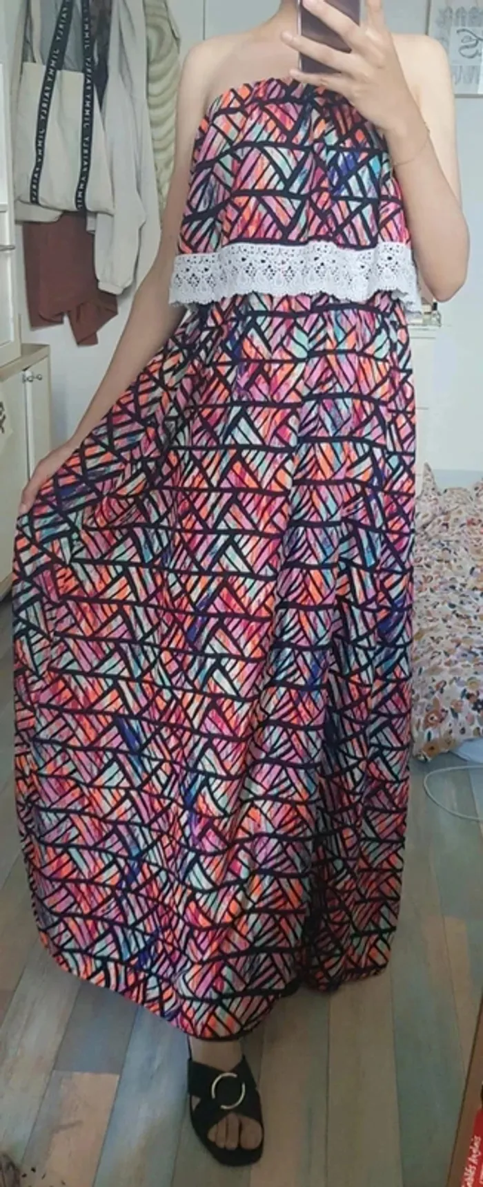 Magnifique Robe longue multicolore géométrique comme neuve taille unique - photo numéro 5