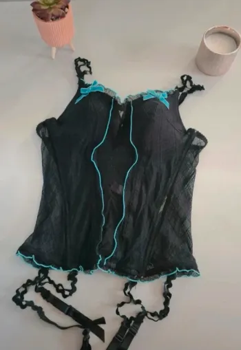 Guêpière sexy Soleil Sucré - Taille 90B - Détails turquoise