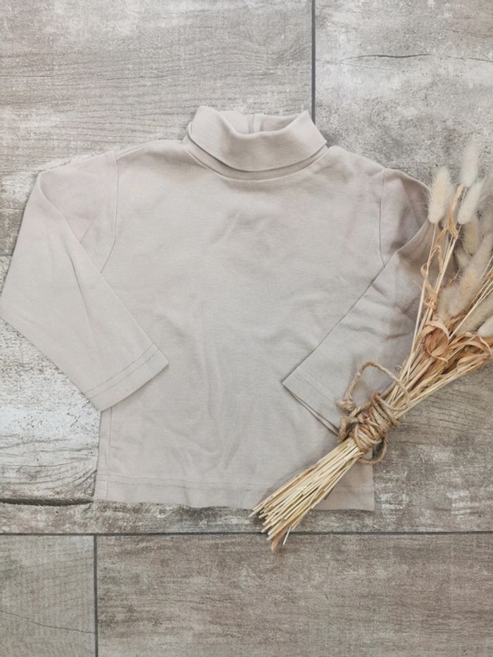 🌸DPAM sous pull beige col crème 12mois
