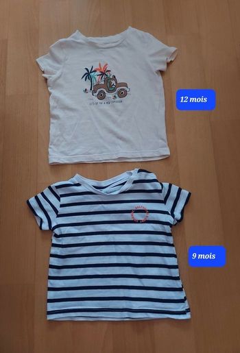 2 t-shirts 9/12 mois garçon