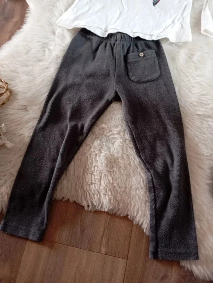 Ensemble fille Zara 💖 haut + legging côtelé 3/4 ans - photo numéro 4