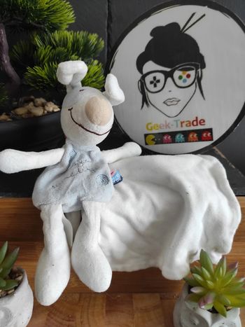 Doudou Knuffel Chien Bleu Blanc Cocard Cajou Sucre D'orge #geektradedoudou