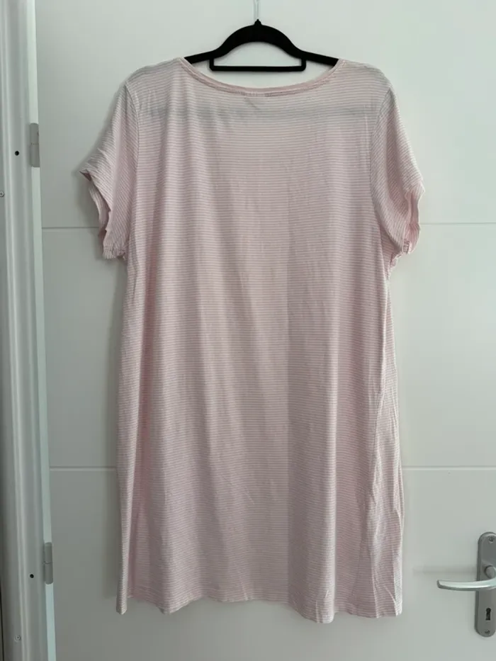 Robe de chambre femme rose rayures 44 50 Bademantel coton Dressing gown bata Vestaglia Kamerjas - photo numéro 3