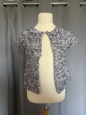 Gilet maille enfant Gémo 6 ans gris chiné manches courtes