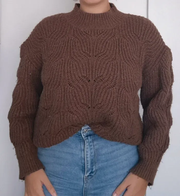 Pull marron en maille - Lili Sidonio