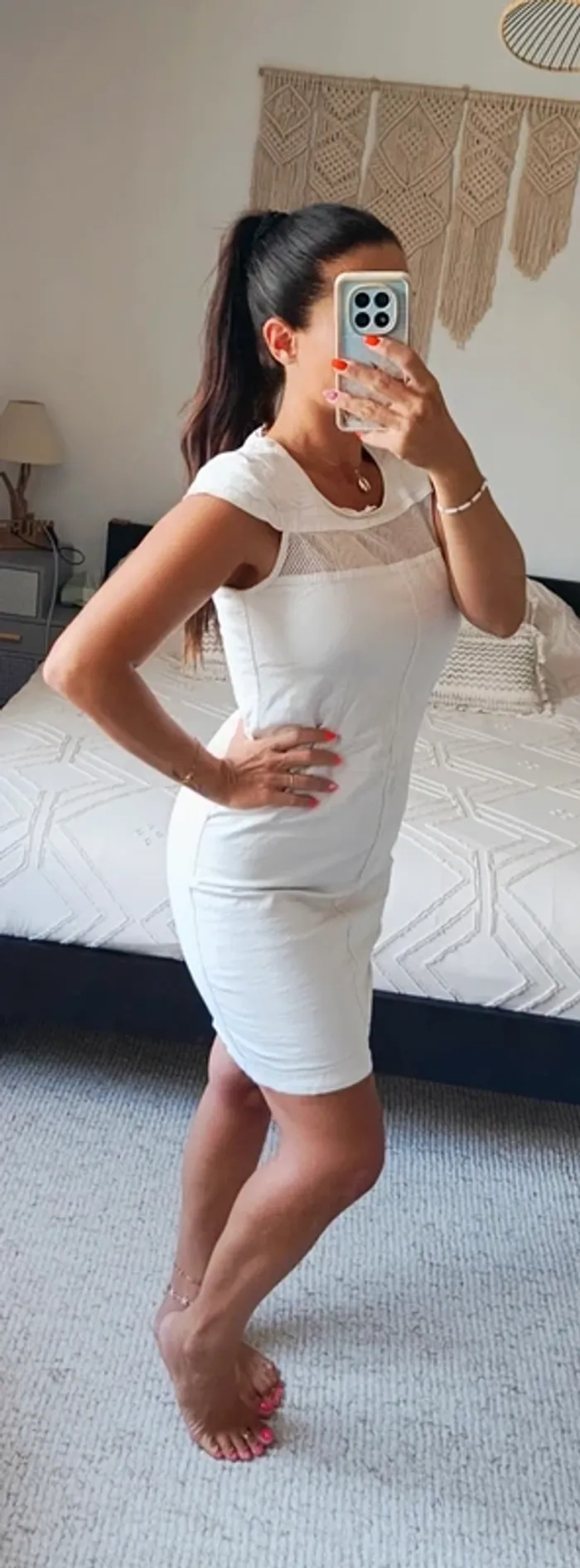 Robe sans manche Héléna Sorel crème 42 coton élasthanne - photo numéro 2