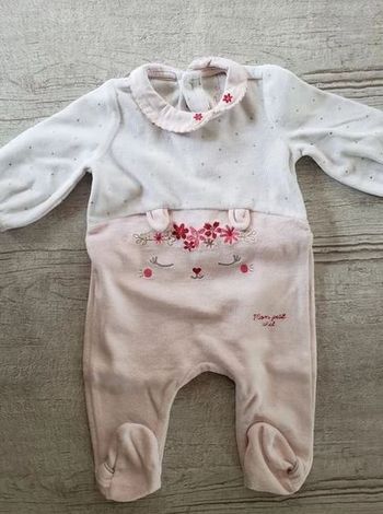 Grenouillère Sergent Major fille 3 mois blanche et rose