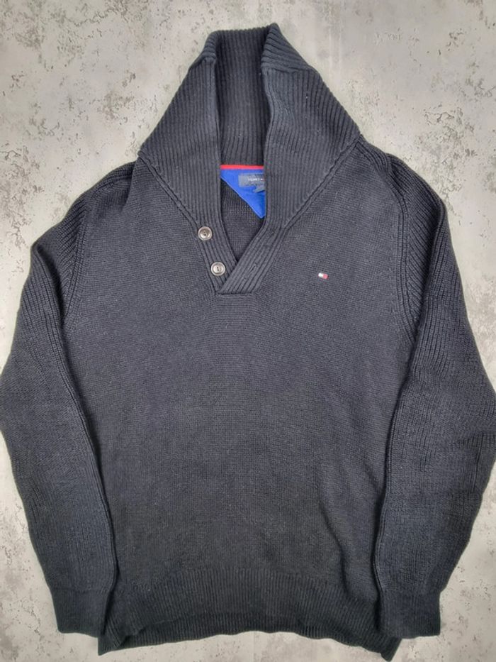 Pull col châle Tommy Hilfiger – Noir – Taille L Hommes (mesures en photos) - photo numéro 3