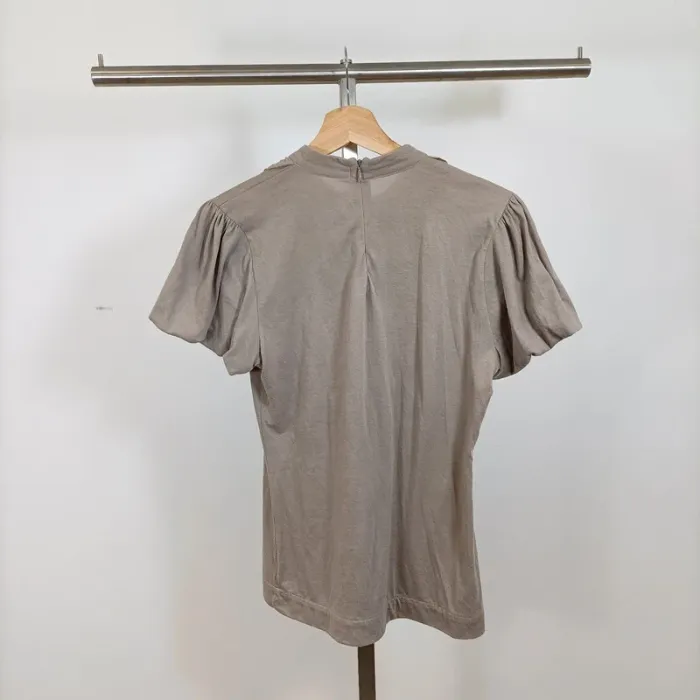 T-shirt taupe col plissé nœud froufrous Zara Collection – taille L A1006 - photo numéro 6