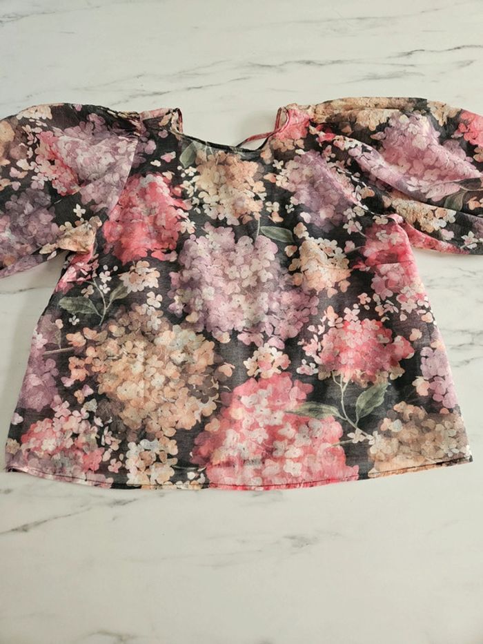 H&M blouse à fleurs manches bouffantes taille L - photo numéro 8