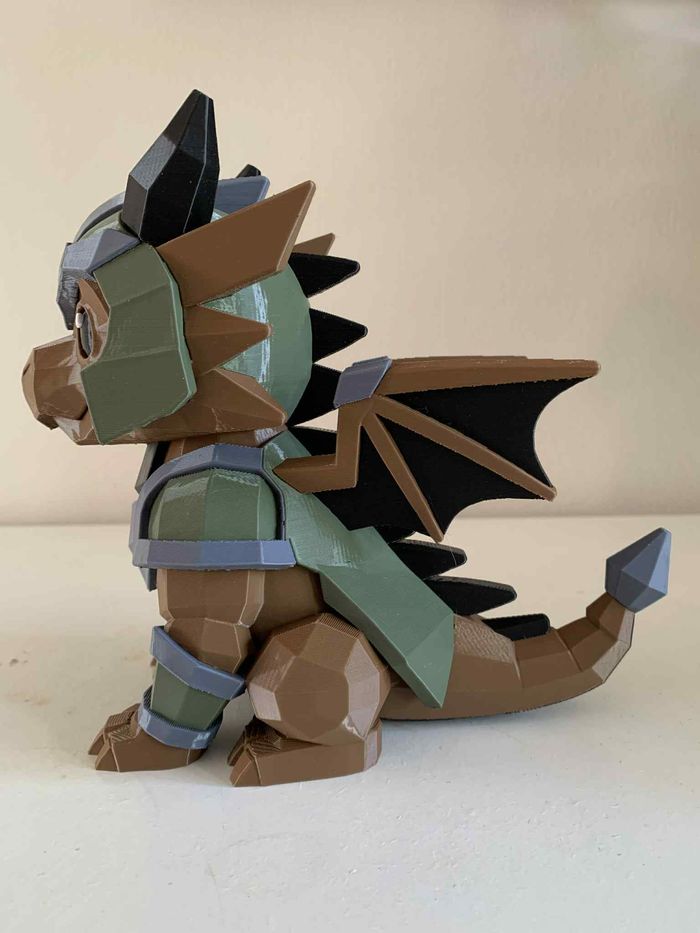 Dragon en armure – Figurine fantasy – Impression 3D multicolore - photo numéro 3