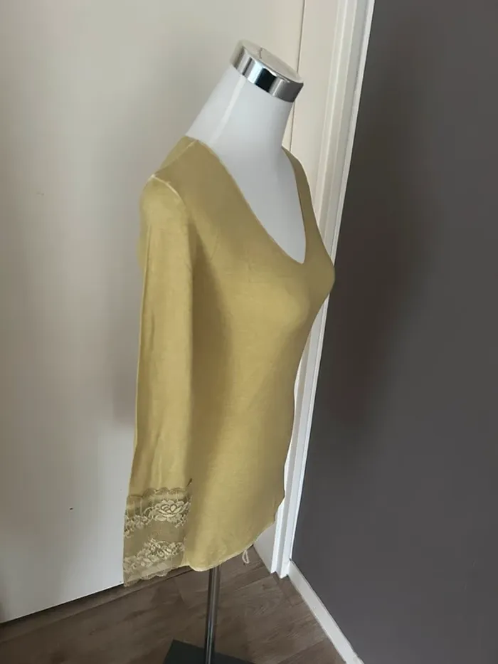 Made in italy haut top manche longue vert anis femme , taille 1/36 - photo numéro 5