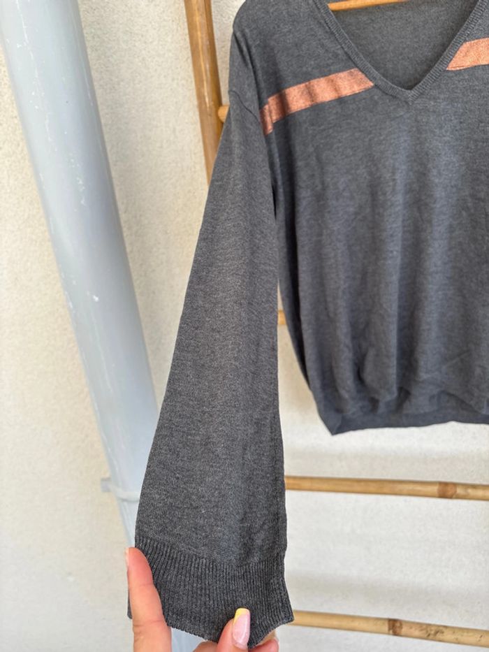 pull fin gris foncé et bronze KOOKAI - photo numéro 4